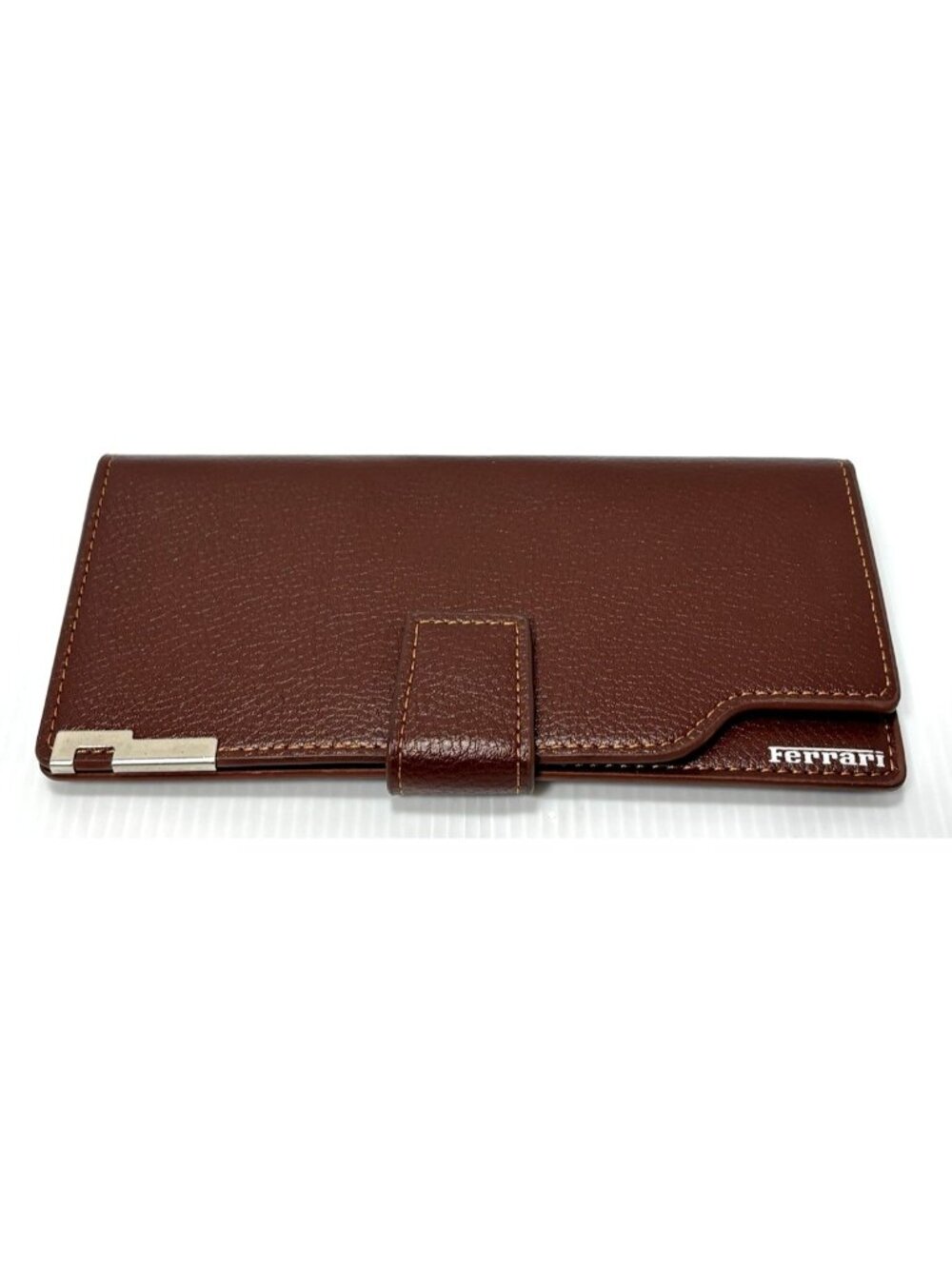 Ferrari Brown Long Wallet Trifold Credit Card Billfold Holder Cash Organizer NEW
